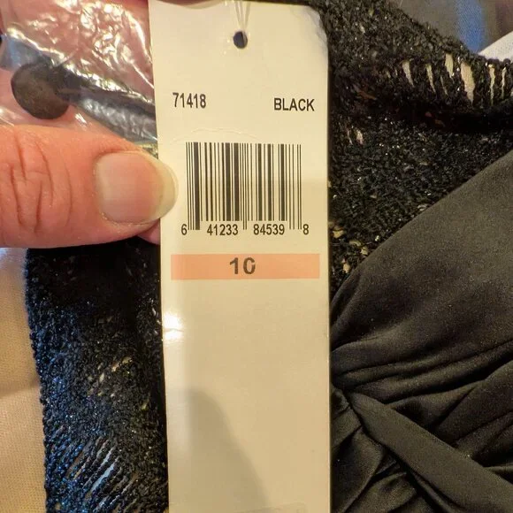 Maggy London Black Crochet Accent Halter Midi Dress, Size 10, New With Tags! - Picture 11 of 13